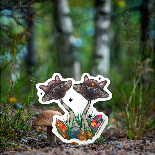 Siamese Mushroom Cat Sticker